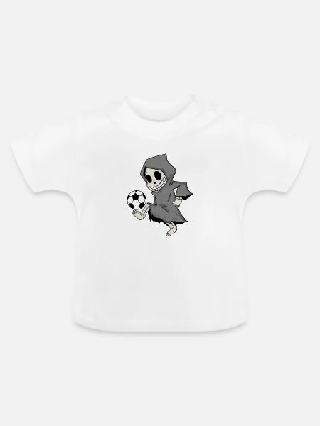Sensenmann spielt Fußball - Baby Bio-T-Shirt mit Rundhals - Weiß