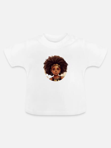 Kraftvolle Afro-Heldin Illustration - Baby Bio-T-Shirt mit Rundhals - Weiß