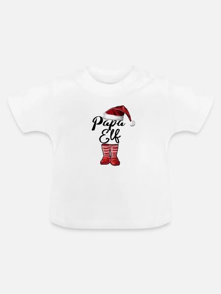 Papa Elf – Lustiges Weihnachtsdesign - Baby Bio-T-Shirt mit Rundhals - Weiß