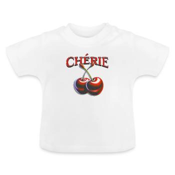 Kirsche Schatz Cherie - Baby Bio-T-Shirt mit Rundhals - Weiß - Vorne