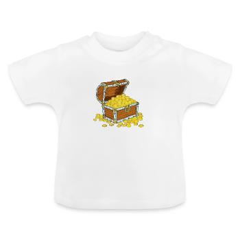 Coffre au trésor rempli d’or - T-shirt bio col rond Bébé - blanc - Devant