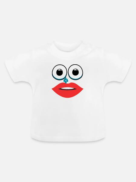 Frau mit weinendem Lippenstift - Baby Bio-T-Shirt mit Rundhals - Weiß