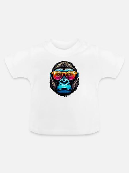 Gorillas mit Sonnenbrille - Baby Bio-T-Shirt mit Rundhals - Weiß