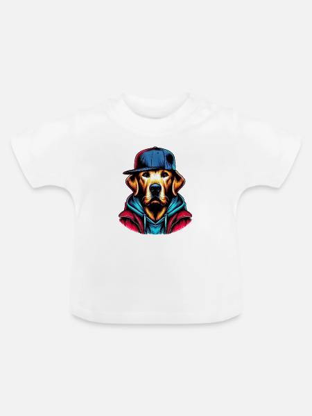 Hund - Baby Bio-T-Shirt mit Rundhals - Weiß
