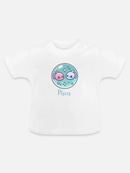 Süße Pisces Sternzeichen Astrologie Geschenk - Baby Bio-T-Shirt mit Rundhals - Weiß