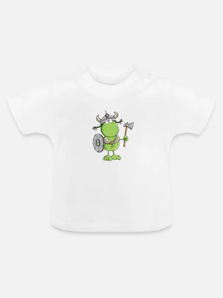 Lustiger Frosch Wikinger - Baby Bio-T-Shirt mit Rundhals - Weiß
