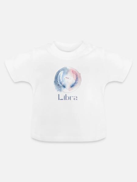 Elegantes Libra Sternzeichen Aquarell Geschenk - Baby Bio-T-Shirt mit Rundhals - Weiß