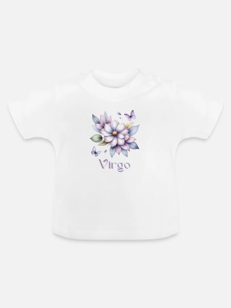Elegantes Virgo Sternzeichen Aquarell Geschenk - Baby Bio-T-Shirt mit Rundhals - Weiß