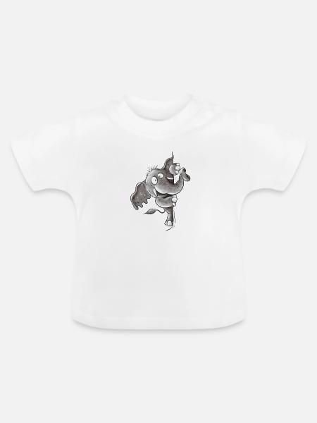Drolliger Elefant Tiermotiv Wildtier Elefanten - Baby Bio-T-Shirt mit Rundhals - Weiß