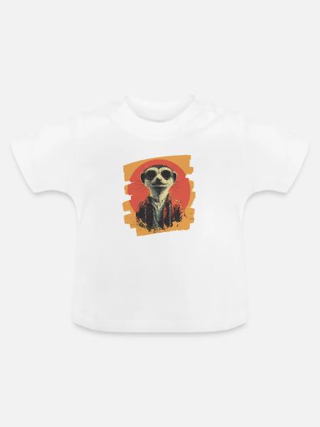 Erdmännchen Retro - Baby Bio-T-Shirt mit Rundhals - Weiß