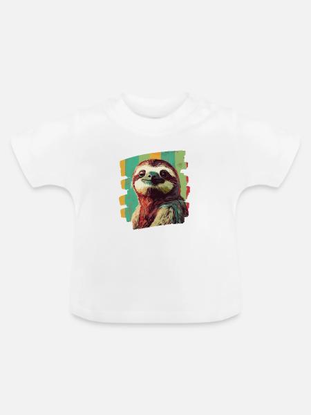 Faultier - Baby Bio-T-Shirt mit Rundhals - Weiß