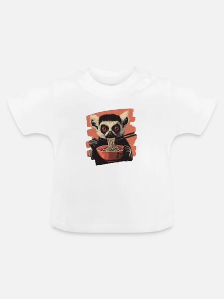 Lemur Ramen - Baby Bio-T-Shirt mit Rundhals - Weiß