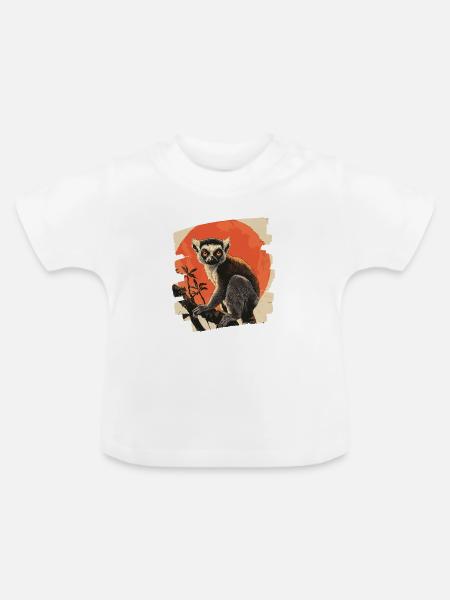 Lemur - Baby Bio-T-Shirt mit Rundhals - Weiß