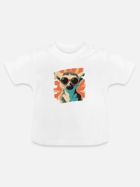 Lemur - Baby Bio-T-Shirt mit Rundhals - Weiß