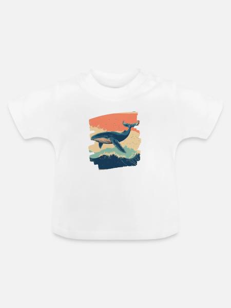 Walfisch - Baby Bio-T-Shirt mit Rundhals - Weiß