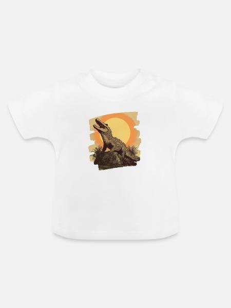 Krokodil Retro - Baby Bio-T-Shirt mit Rundhals - Weiß