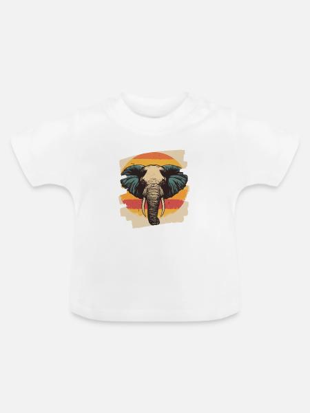 Elefant - Baby Bio-T-Shirt mit Rundhals - Weiß