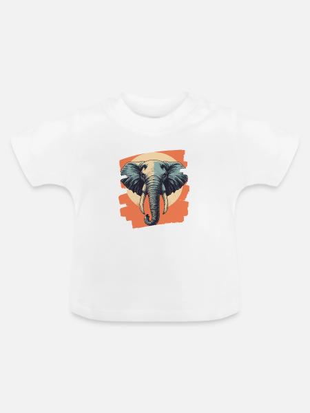 Elefant - Baby Bio-T-Shirt mit Rundhals - Weiß