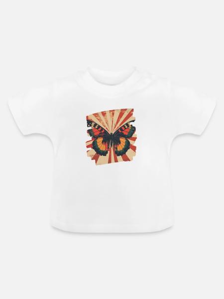 Schmetterling - Baby Bio-T-Shirt mit Rundhals - Weiß