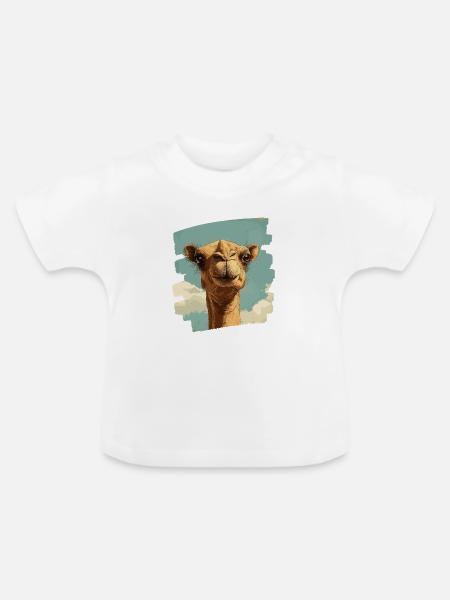 Kamel - Baby Bio-T-Shirt mit Rundhals - Weiß