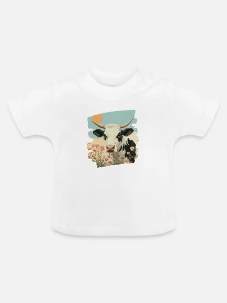Kuh Bauer - Baby Bio-T-Shirt mit Rundhals - Weiß