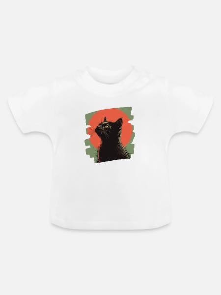 Schwarze Katze - Baby Bio-T-Shirt mit Rundhals - Weiß