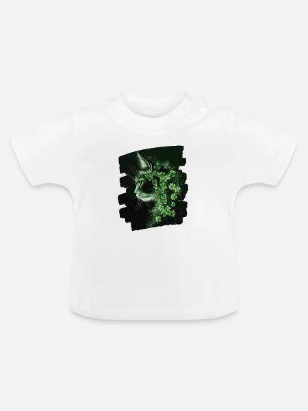 St Patricks day Katze - Baby Bio-T-Shirt mit Rundhals - Weiß