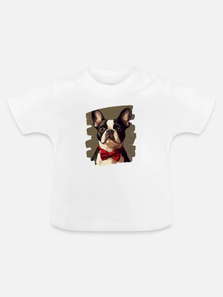 Boston Terrier - Baby Bio-T-Shirt mit Rundhals - Weiß