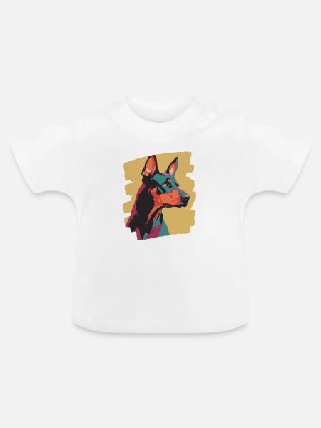 Dobermann - Baby Bio-T-Shirt mit Rundhals - Weiß