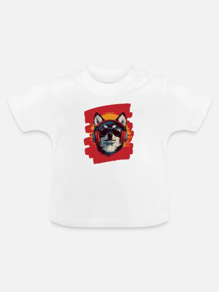 Pomsky - Baby Bio-T-Shirt mit Rundhals - Weiß