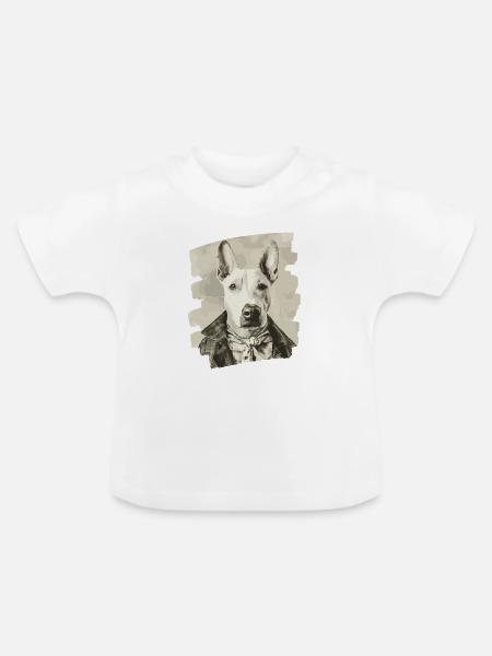 Bullterrier Kampfhund - Baby Bio-T-Shirt mit Rundhals - Weiß