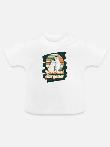 Härzbluetaargauer Aargauer und weisse Socken - Baby Bio-T-Shirt mit Rundhals - Weiß