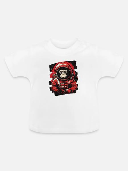 Affe Astronaut - Baby Bio-T-Shirt mit Rundhals - Weiß