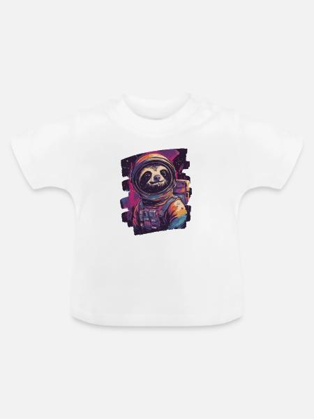 Faultier Astronaut - Baby Bio-T-Shirt mit Rundhals - Weiß