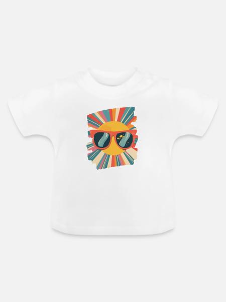 Sommer Sonne Retro - Baby Bio-T-Shirt mit Rundhals - Weiß