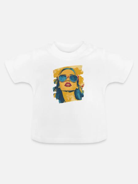 Sommer Sonne Retro - Baby Bio-T-Shirt mit Rundhals - Weiß