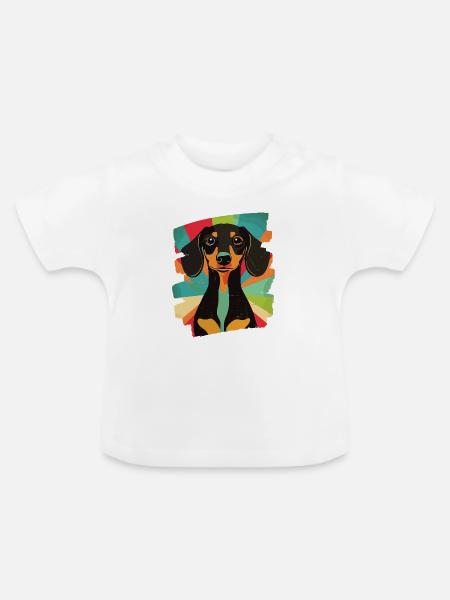 Dackel Dachshund - Baby Bio-T-Shirt mit Rundhals - Weiß