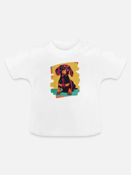 Dackel Dachshund - Baby Bio-T-Shirt mit Rundhals - Weiß