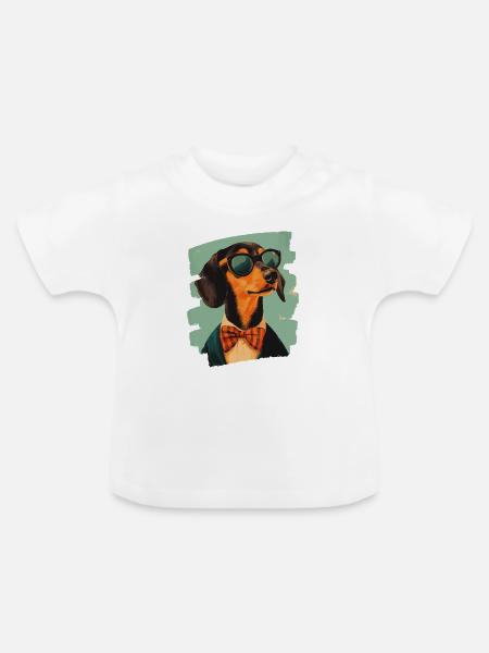 Dackel Dachshund - Baby Bio-T-Shirt mit Rundhals - Weiß