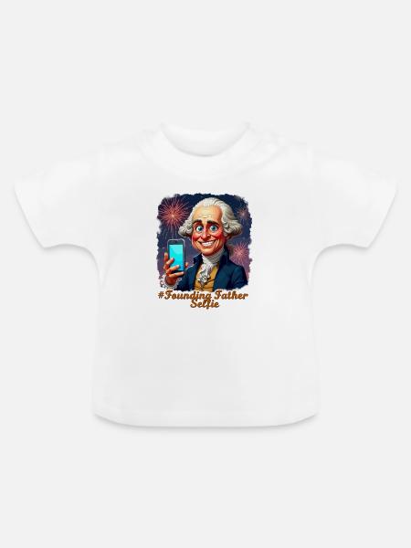 Gründervater-Selfie - Baby Bio-T-Shirt mit Rundhals - Weiß