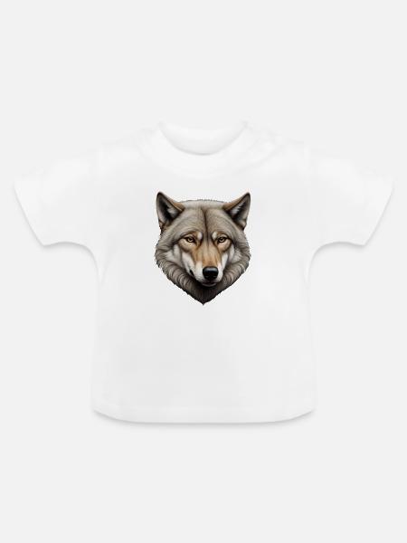 Lone Wolf – Detailliertes Tierporträt - Baby Bio-T-Shirt mit Rundhals - Weiß