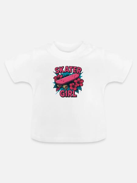 Skater Girl Skateboarden - Baby Bio-T-Shirt mit Rundhals - Weiß