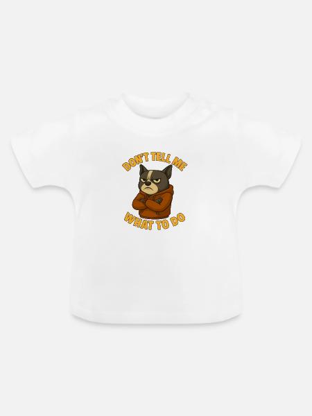 Mürrischer Boston Terrier - Baby Bio-T-Shirt mit Rundhals - Weiß