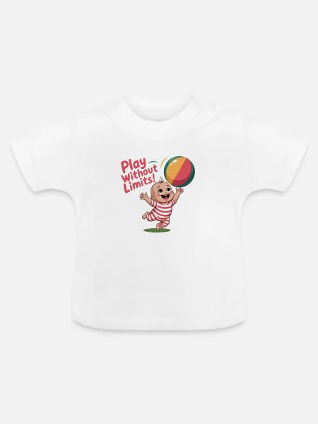 Verspieltes Baby mit Strandball-Design - Baby Bio-T-Shirt mit Rundhals - Weiß