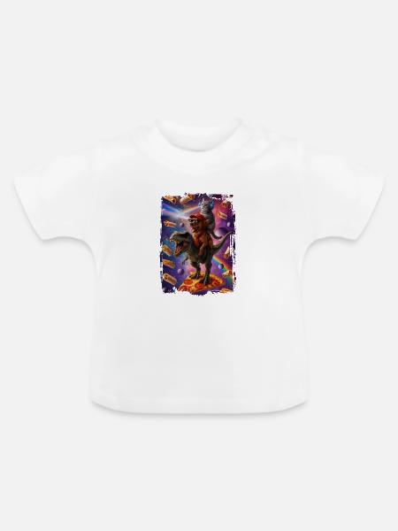 Futuristische Tierabenteuer Aztec Pizza - Baby Bio-T-Shirt mit Rundhals - Weiß
