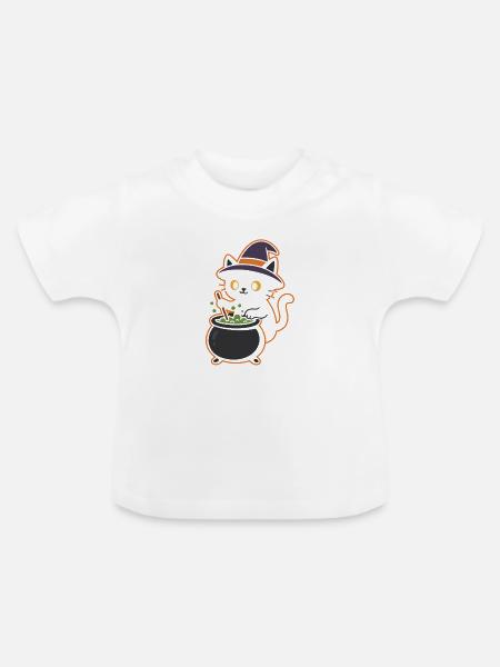 Katzenhexen Zaubertrank Magie Design - Baby Bio-T-Shirt mit Rundhals - Weiß