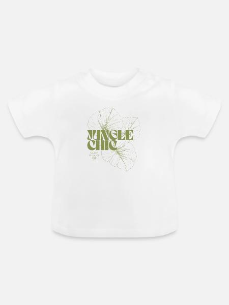 Dschungelblatt-Abenteuer-Design - Baby Bio-T-Shirt mit Rundhals - Weiß