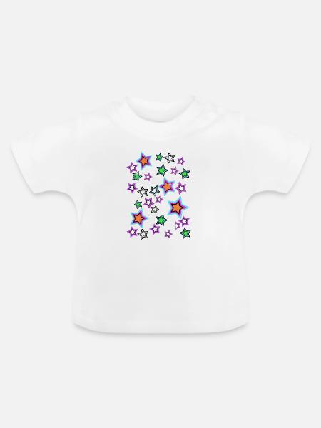 Retro Sterne 60er Weihnachten - Baby Bio-T-Shirt mit Rundhals - Weiß