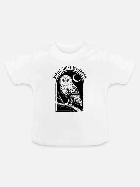 Nachtschicht-Eulenleiter - Baby Bio-T-Shirt mit Rundhals - Weiß