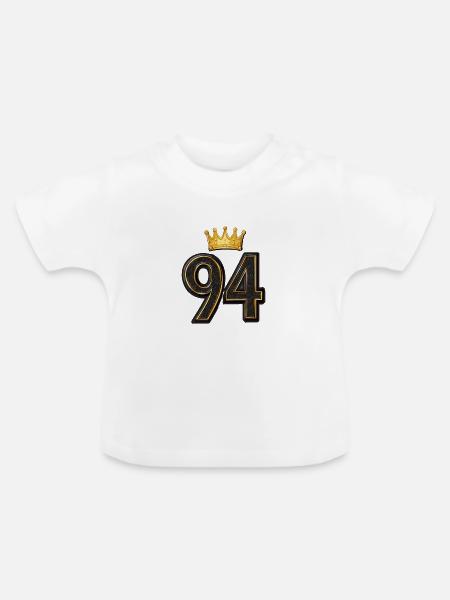 94 Zahl Krone - Baby Bio-T-Shirt mit Rundhals - Weiß